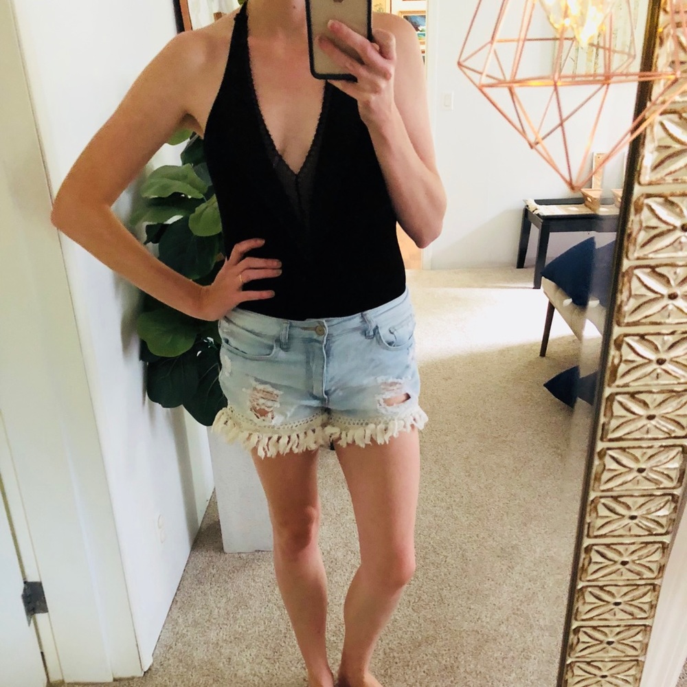 Faux velvet bodysuit